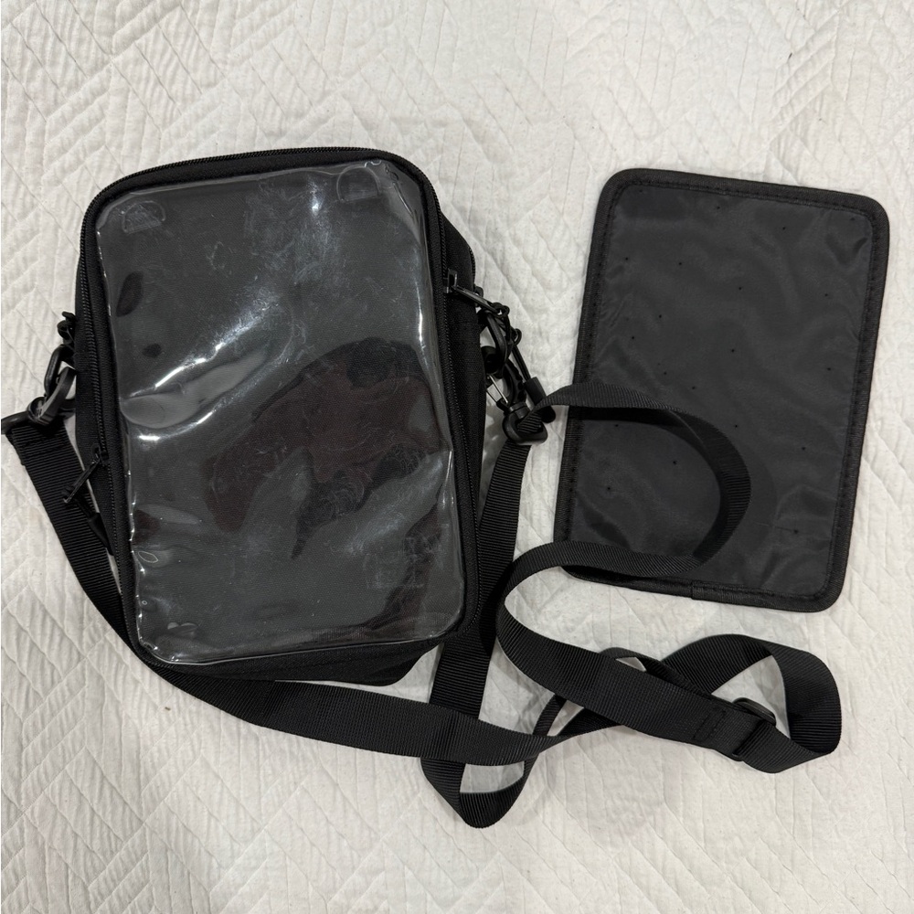 Black Clear-Front Crossbody Bag for pin trading